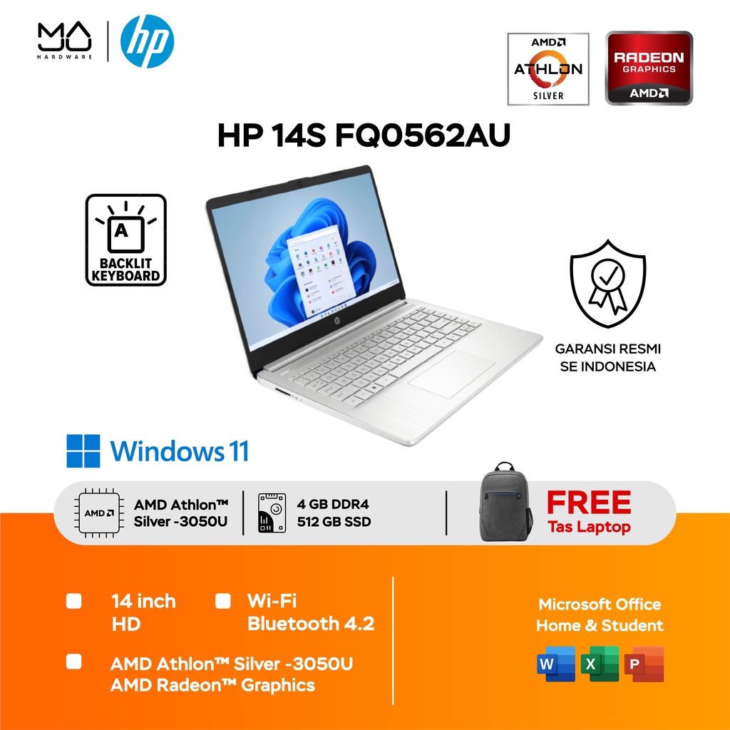 Jual Laptop Hp 14s Fq0562au Amd Athlon Silver 3050u 4512gb 14 Inch Garansi Resmi Shopee Indonesia 1466