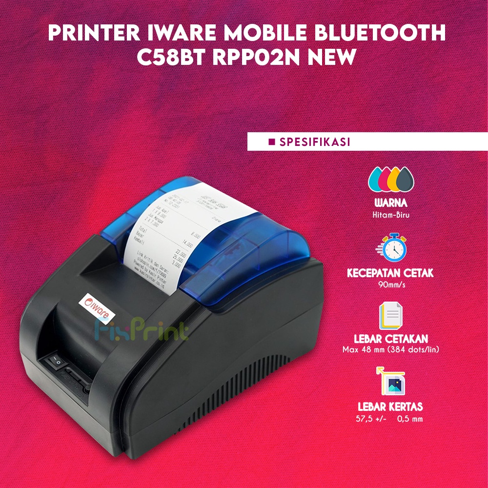 Jual Printer Thermal Mobile Bluetooth XPrinter XP58IIZ C58BT RPP02N New ...