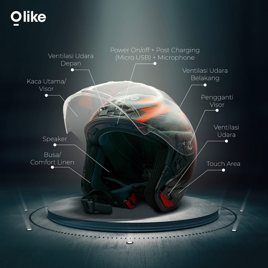 Jual OLIKE OASE RIDER Helm Rider Bluetooth Helmet Music SNI- ORIGINAL ...