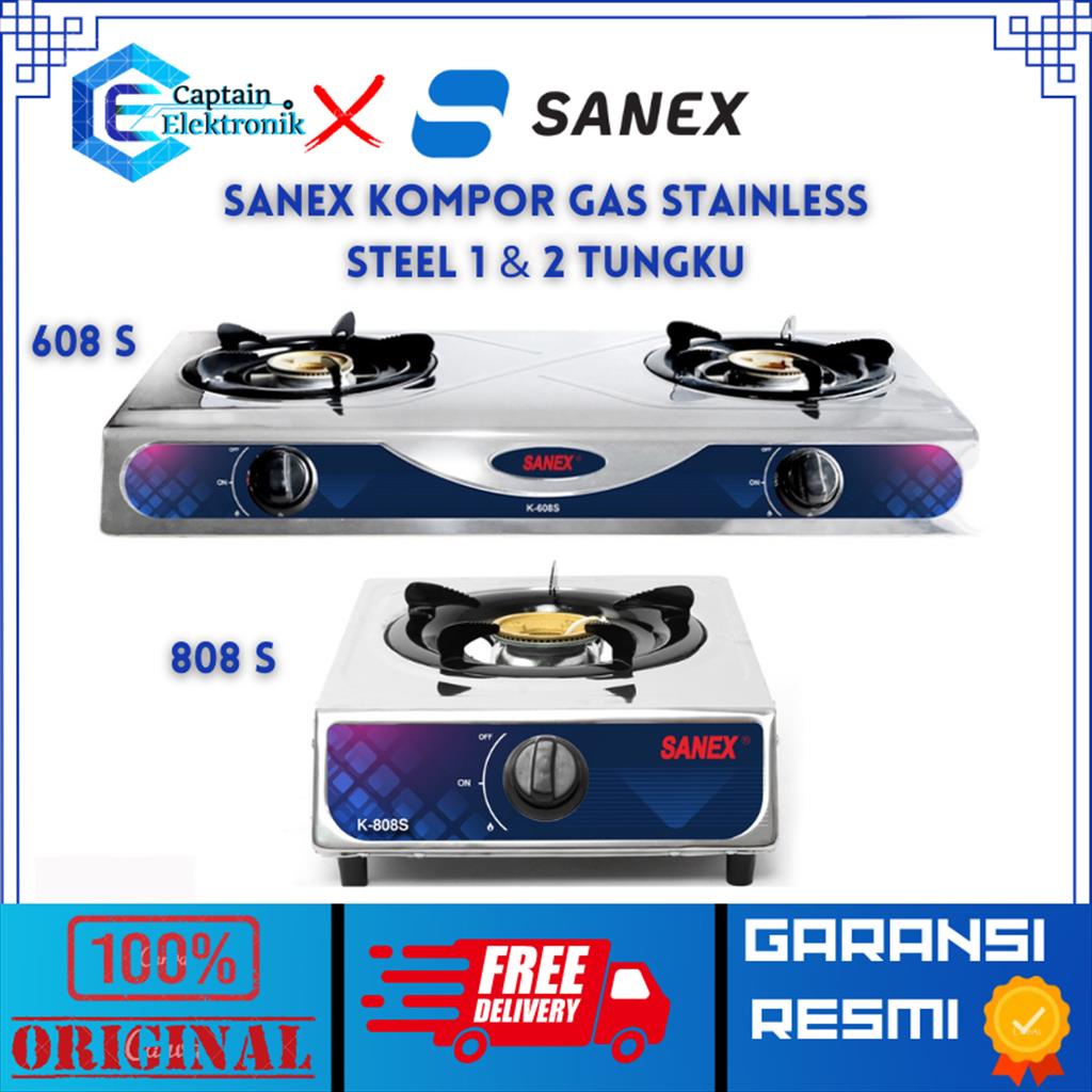 Jual Sanex Kompor Gas Stainless Steel 1 And 2 Tungku K808s K608s K808 S