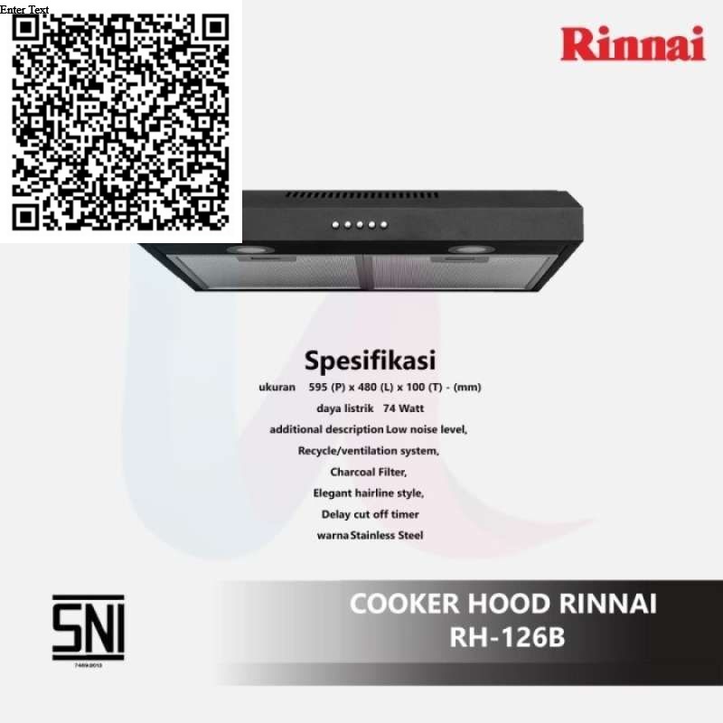 Jual RINNAI COOKER HOOD RH-126B Slim Hood / Penghisap Asap Kompor ...