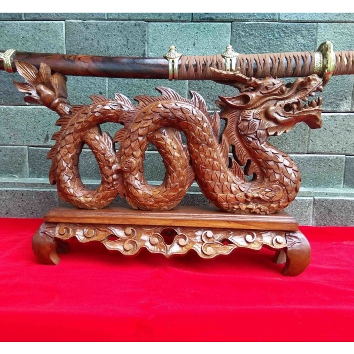 Jual Ukiran Naga Kayu Jati Stand Dudukan Pajangan Katana Samu rai Kake ...
