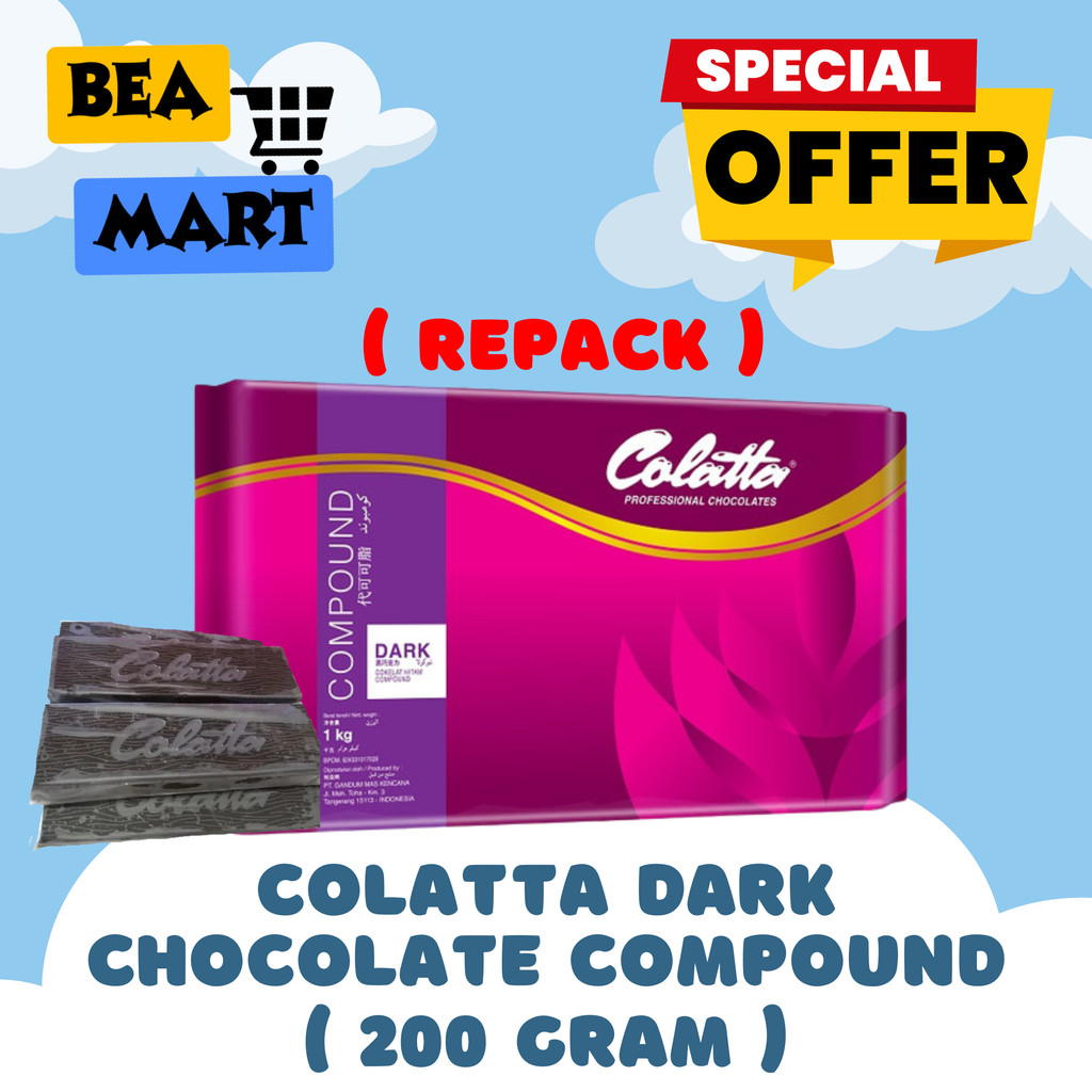Jual Colatta Dark Chocolate Compound 200 gr 1 kg | Coklat Batang 200gr ...