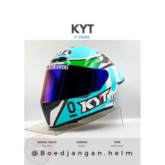Jual KYT TT COURSE DALLA PORTA AQUA BLUE HELM FULL FACE KYT TTC
