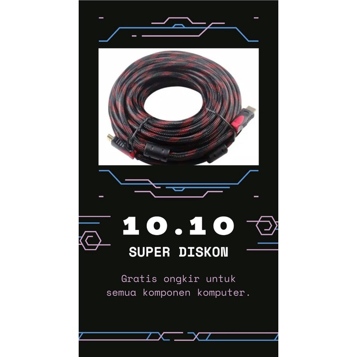 Jual KABEL HDMI SERAT JARING 20 METER KABEL HDMI 20M SERAT JARING HDMI ...