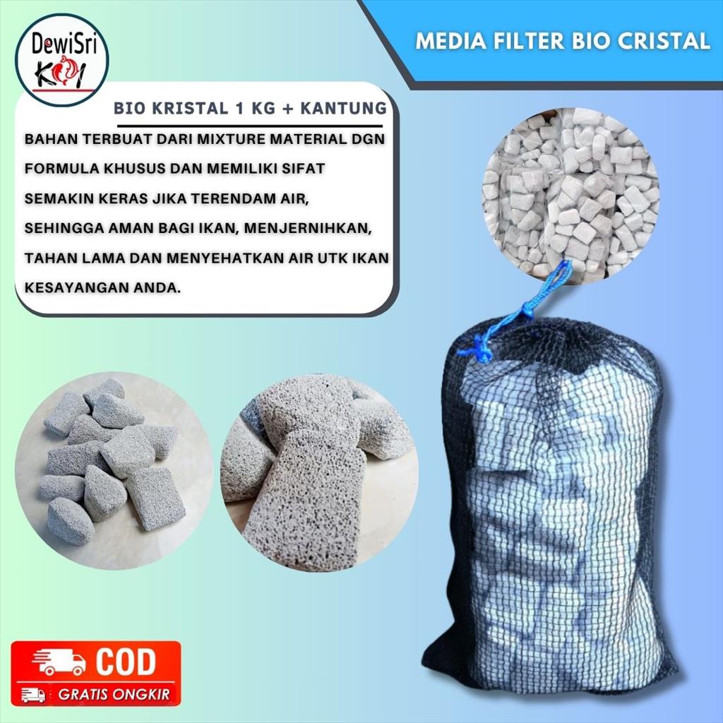 Jual Media Filter Bio Crystal Rumah Bakteri 1 Kg Bonus Kantung Bios