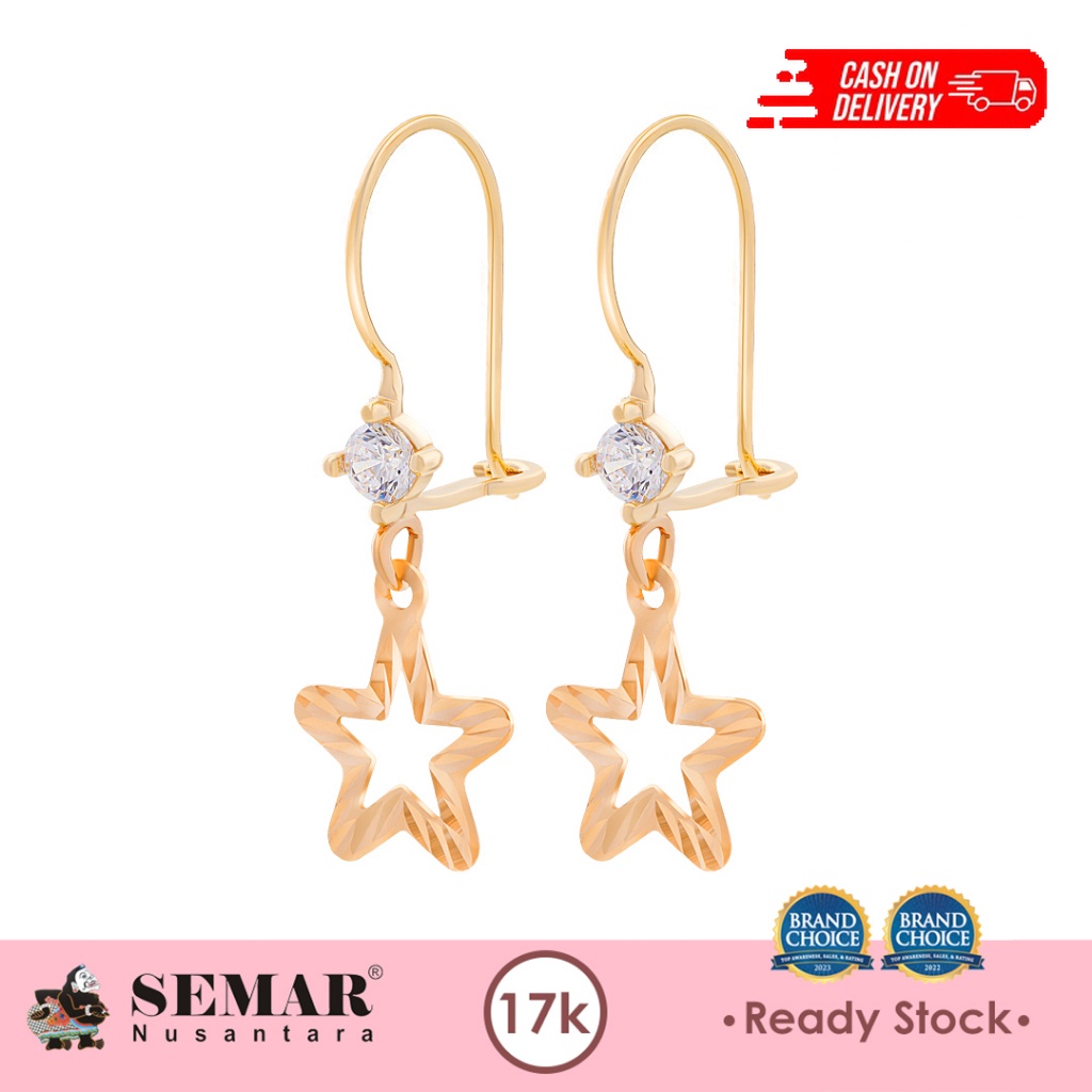 Jual (COD) Anting Emas Delvia Star Gold 17K Semar Nusantara | Shopee ...