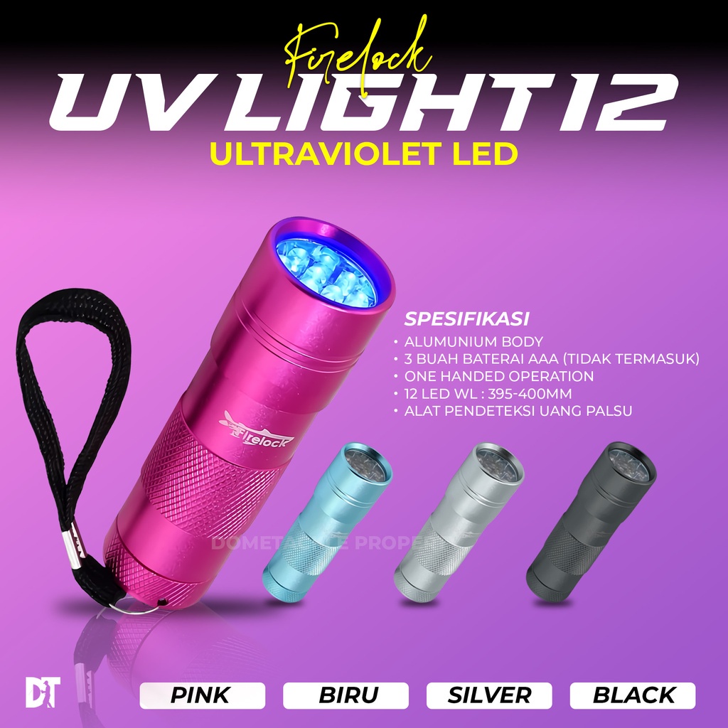 Jual FIRELOCK | Senter Ultraviolet UV Light 12 LED | Penerang Jig Umpan ...