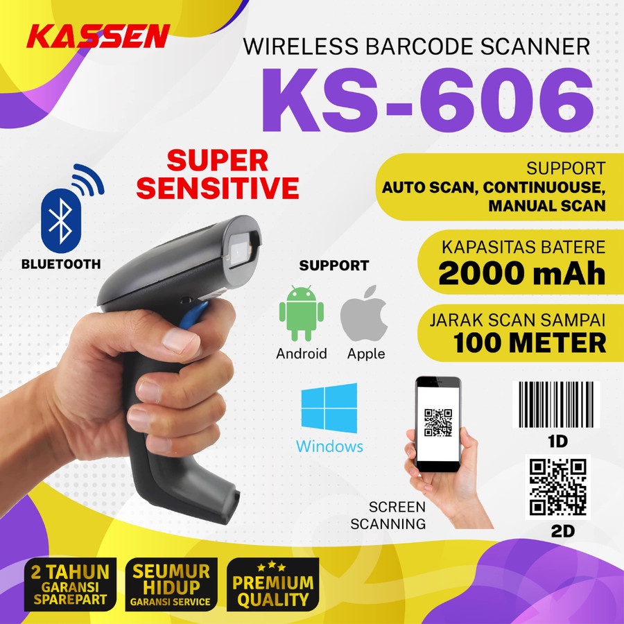 Jual D Barcode Scanner E Faktur Kassen Ks Ks Qr Code Wireless Bt Kassen Ks Shopee