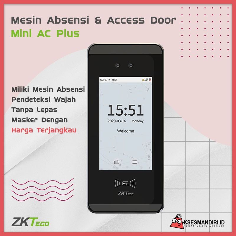 Jual Mesin Absensi masker access door Zkteco mini ac plus | Shopee ...