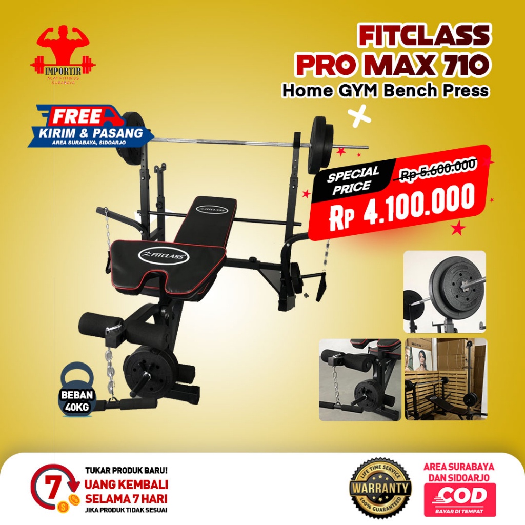 Jual Alat Fitness Bench Press 710 Pro Max Alat Olahraga Home Gym Shopee Indonesia 