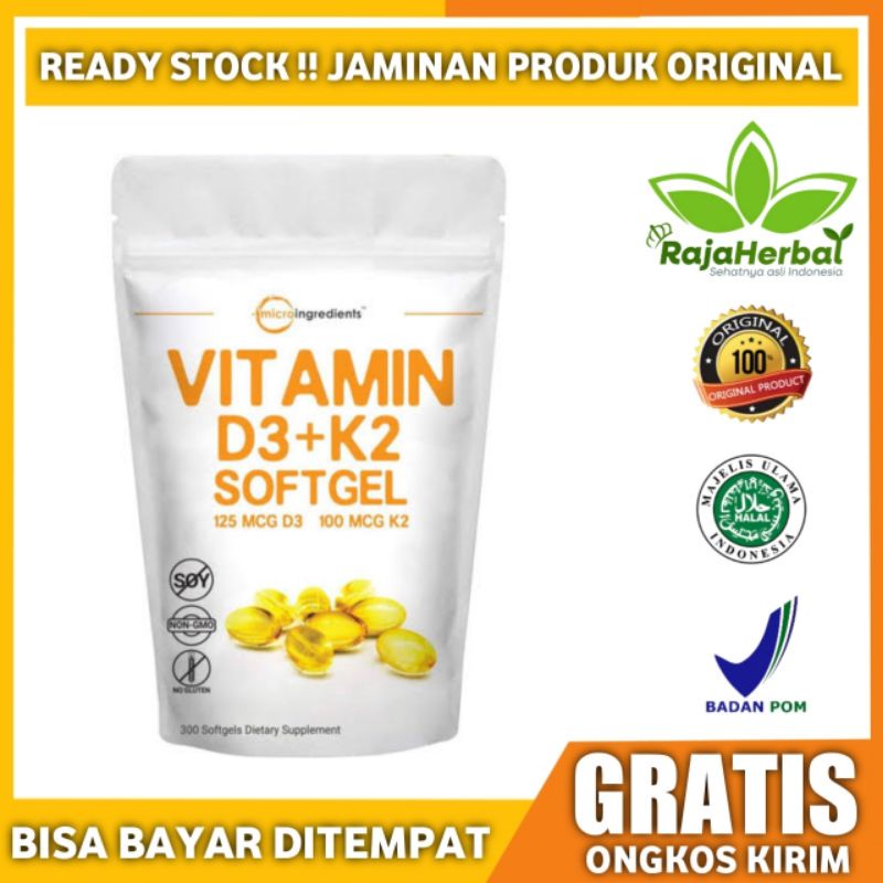 Jual Microingredients Vitamin D3 5000iu K2 100mcg Isi 300 Softgel Vitamin D3 125mcg 5000iu K2