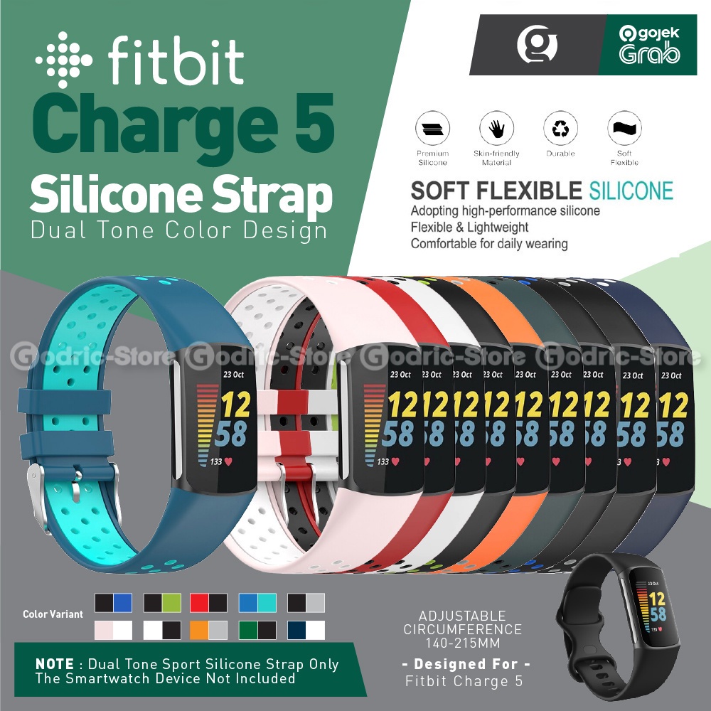 Jual Silicone SPORT DUAL TONE Strap Rubber Silikon for Fitbit Charge 5 ...