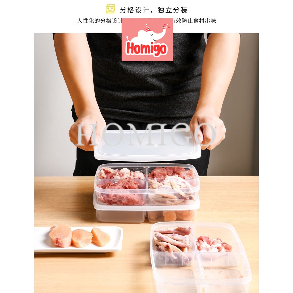 Jual Homigo Kotak Tempat Penyimpanan Sayur Daging Buah Makanan 4 Sekat ...