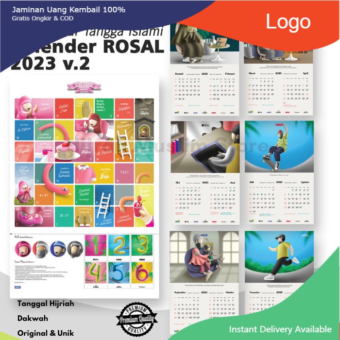 Jual Kalender Calender Dinding 2023 Islami Dakwah by Rosal 1444 Hijriah ...