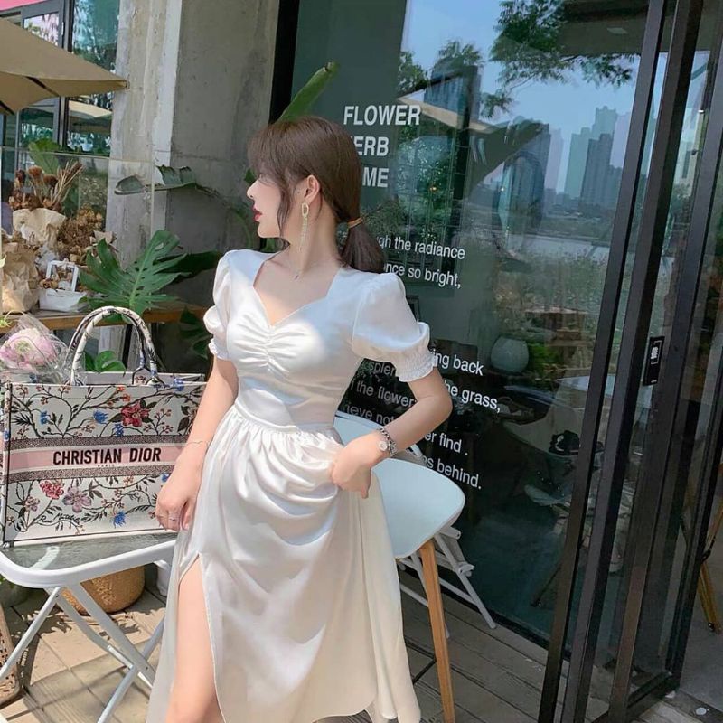 Jual COD Dress Dandelion korean style dress kondangan satin silk big ...