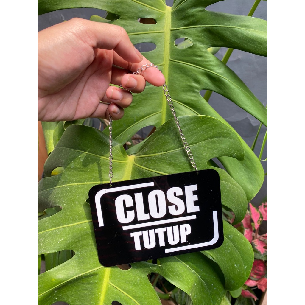 Jual Papan Penanda Akrilik Hitam OPEN CLOSE Rantai / Open Close ...