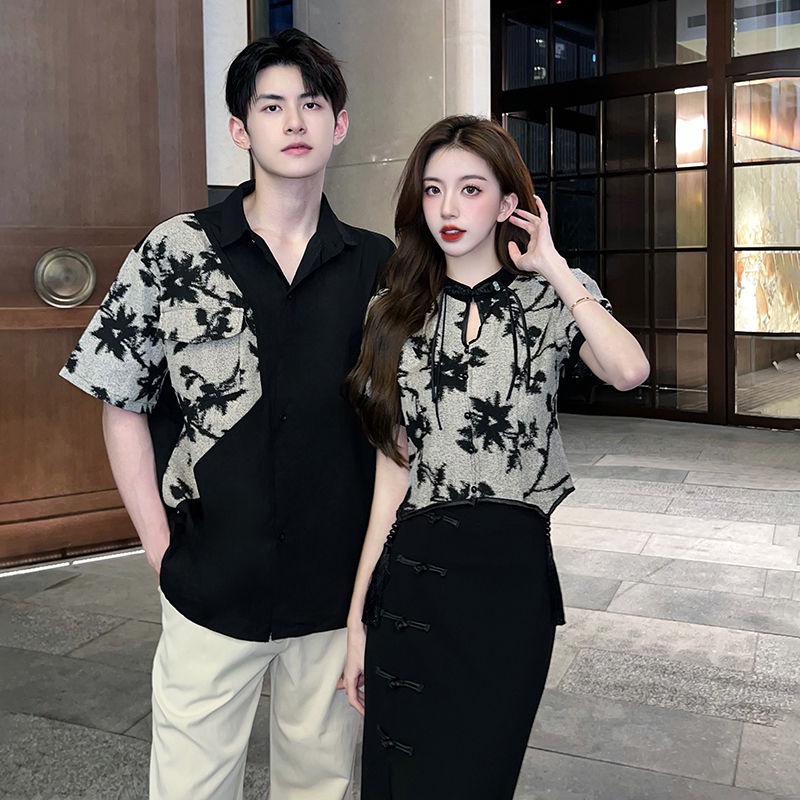 Jual 2023 niche design couple outfit, summer new Korean version