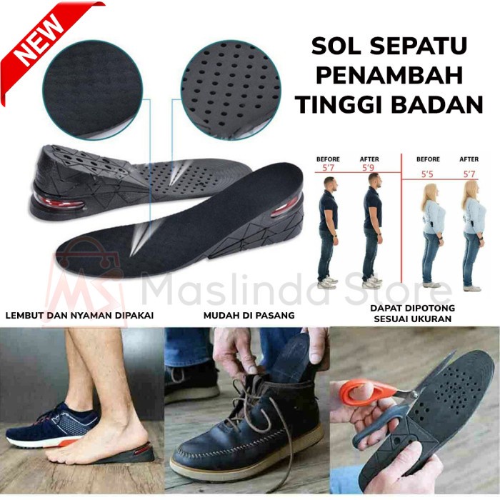 Jual Sol Sepatu Penambah Tambah Tinggi Peninggi Badan 3 Layer Insole 7