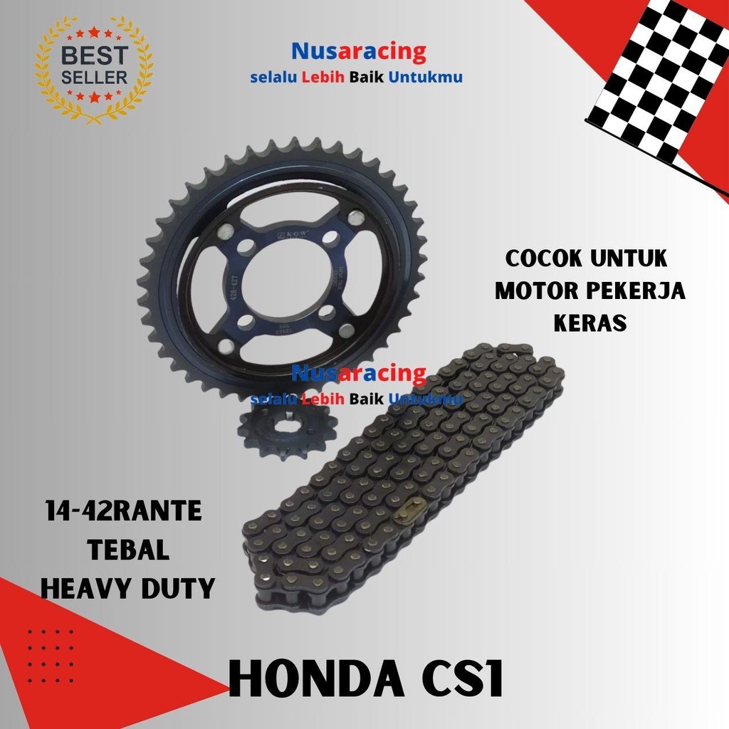 Jual Gear Set CS One Sonic 125 dengan Bahan Baja K45 Rante Tebal Hitam ...