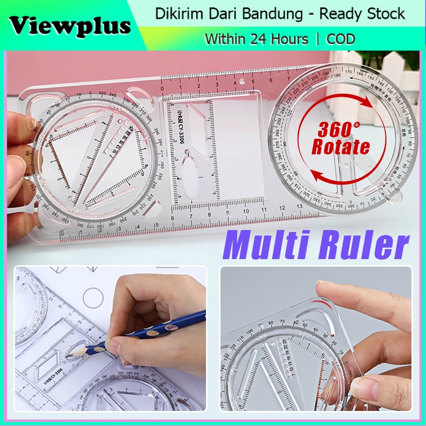 Jual Penggaris Multifungsi 360 Derajat Geometri Ruler, Penggaris Busur ...