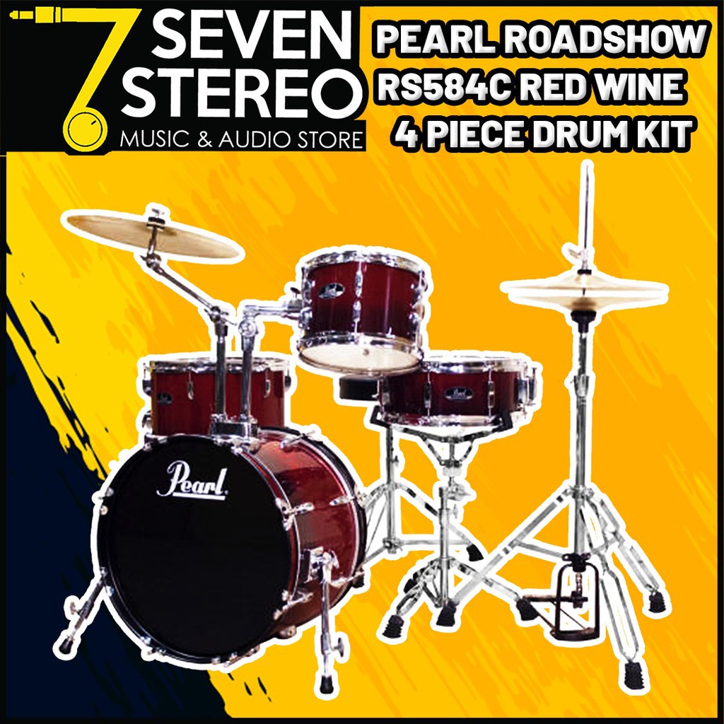 5pc-complete-full-size-pro-adult-drum-set-kit-remo-heads-brass