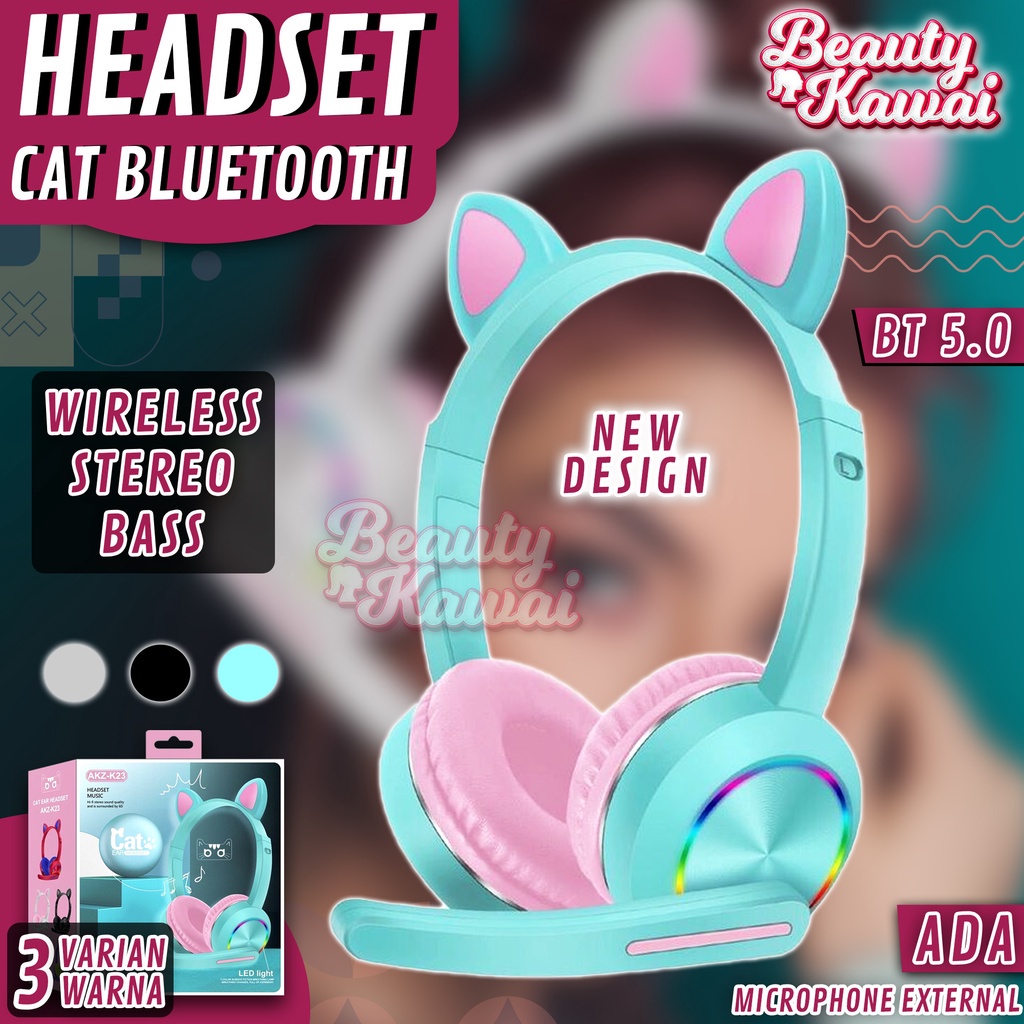 Jual Headphone Wireless Bluetooth Headset Telinga Kucing Gaming LED Stereo Shopee Indonesia
