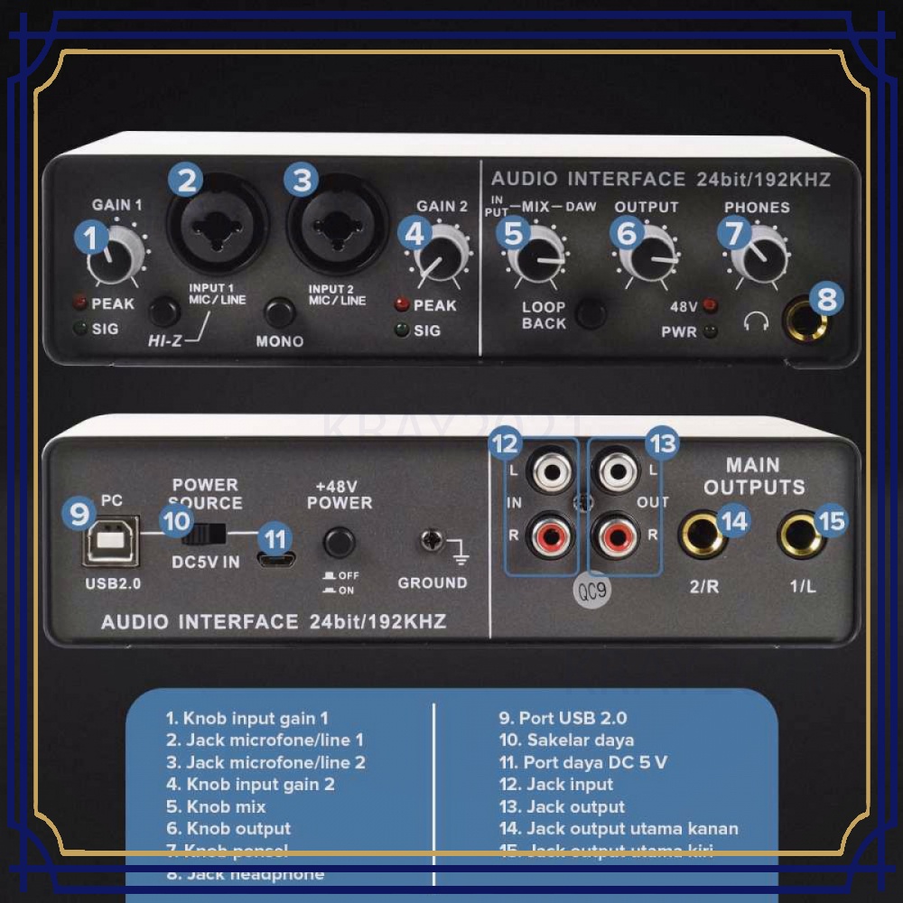 Jual External Sound Card Audio Interface Preamp High Speed USB 2.0 ...