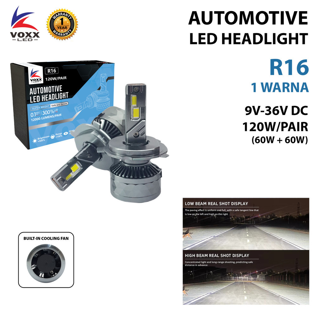 Jual VOXX LED R16 Lampu LED Mobil 120W H4 H7 H11 HB3 HB4 HIR2 12V-36V ...