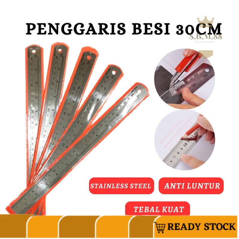 Jual SM88 -F303 - Penggaris Besi 30cm - Penggaris Stainless - Penggaris ...