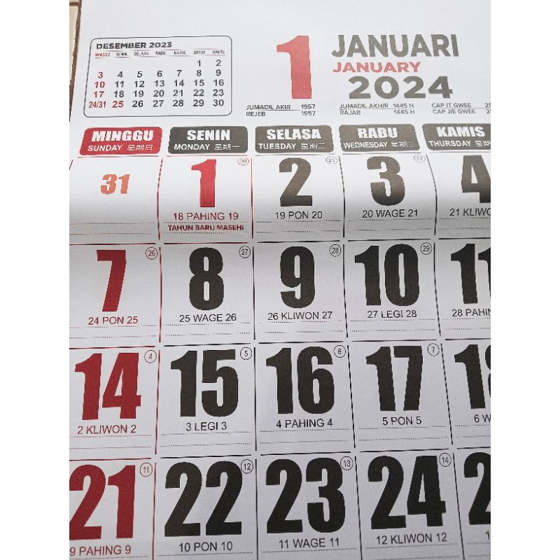 Jual Kalendar Dinding Besar Bulan Jumbo / Kalendar Kerja / Kalender