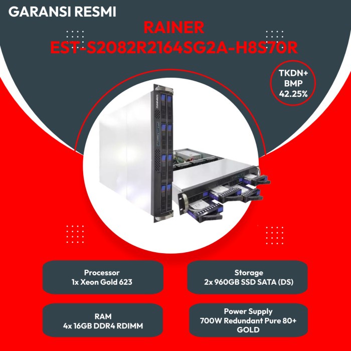 Jual Rackmount 2U Server Rainer EST-S2082R2164SG2A-H8S70R - TKDN RESMI ...