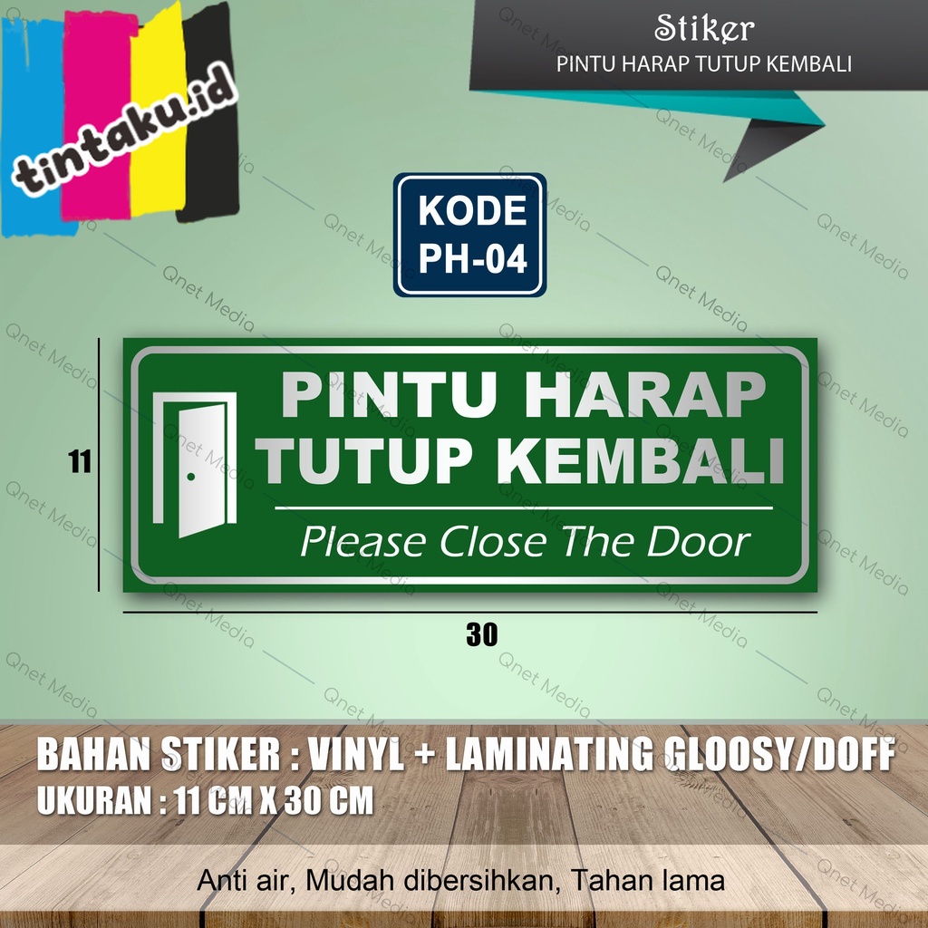 Jual Stiker Pintu Harap Tutup Kembali Laminasi Glossy Shopee Indonesia 8589