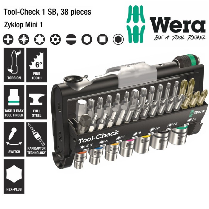 Jual Wera Tool Kit Set 05073220001 Tool Check 1 Sb Zyklop Mini 38 Pc