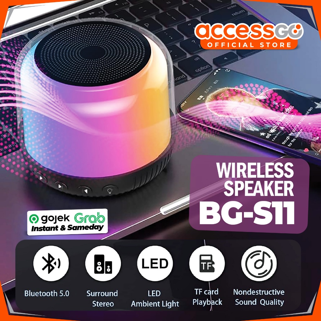 Jual WIRELESS SPEAKER BG-S11 Bluetooth Lampu RGB SUARA JERNIH FULL BASS ...