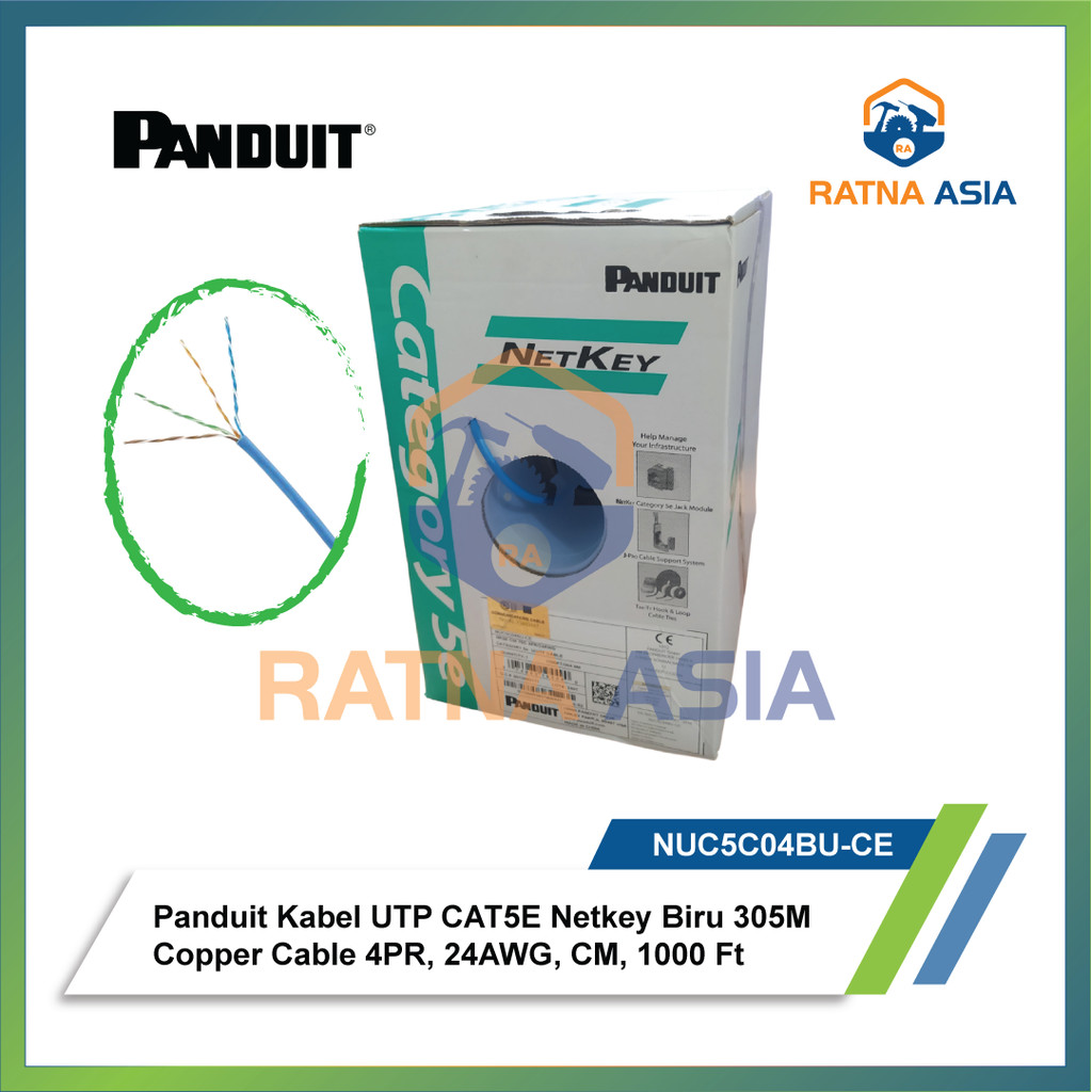 Jual Panduit NUC5C04BU-CE Kabel UTP Tembaga CAT5E Netkey Biru 305M ...