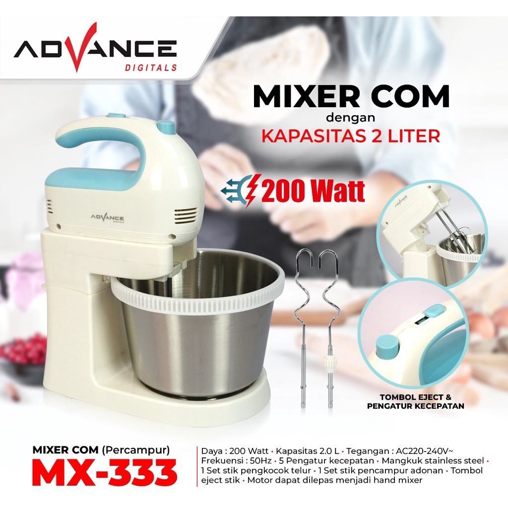 Jual Stand Mixer advance Kapasitas 2 Liter MX333 / LOW WAT 200W