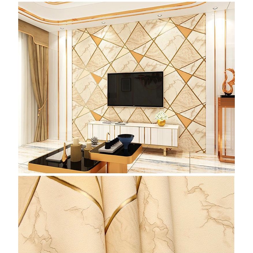 Jual Wallpaper Sticker Dinding Ruang Tamu Motif Geometris 45cm x 10m