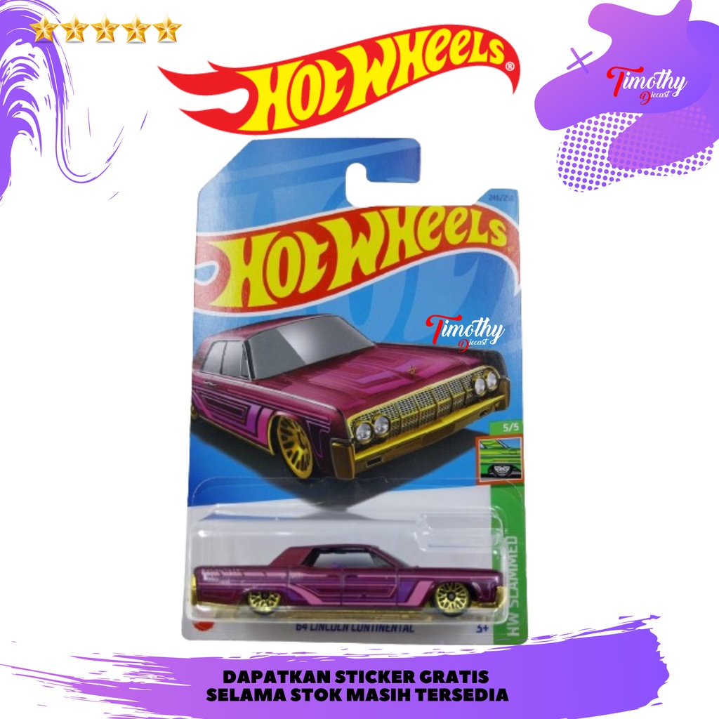 Hot Wheels '64 Lincoln Continental Green - HW Slammed Series Diecast Car, 1:64 Scale