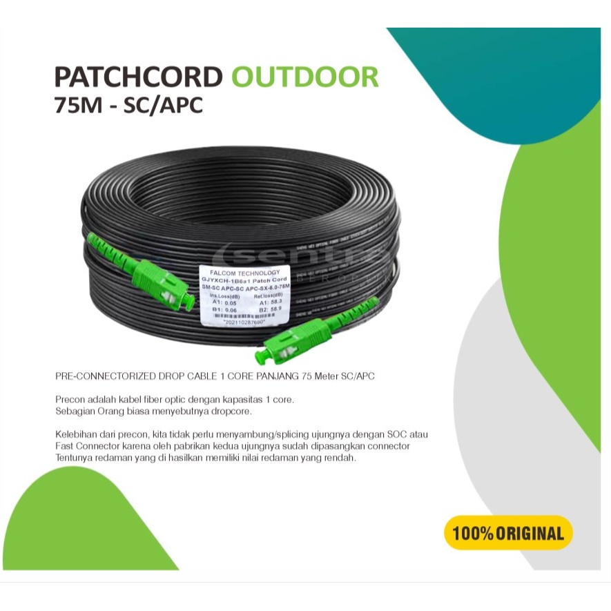 Jual Falcom Technology SC APC Precon Drop Cable 1 Core Panjang 50-75 ...
