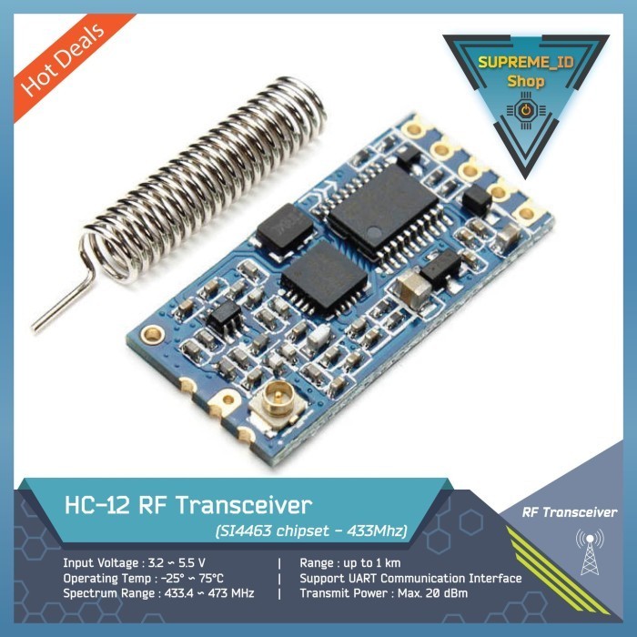 Jual HC-12 SI4463 433Mhz RF Antenna Communication UART Interface ...