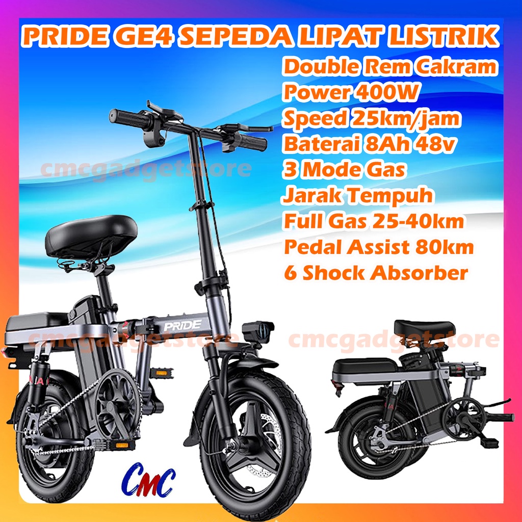 Jual Sepeda Lipat Listrik Gds Electric Bicycle Heavy Shock Shopee