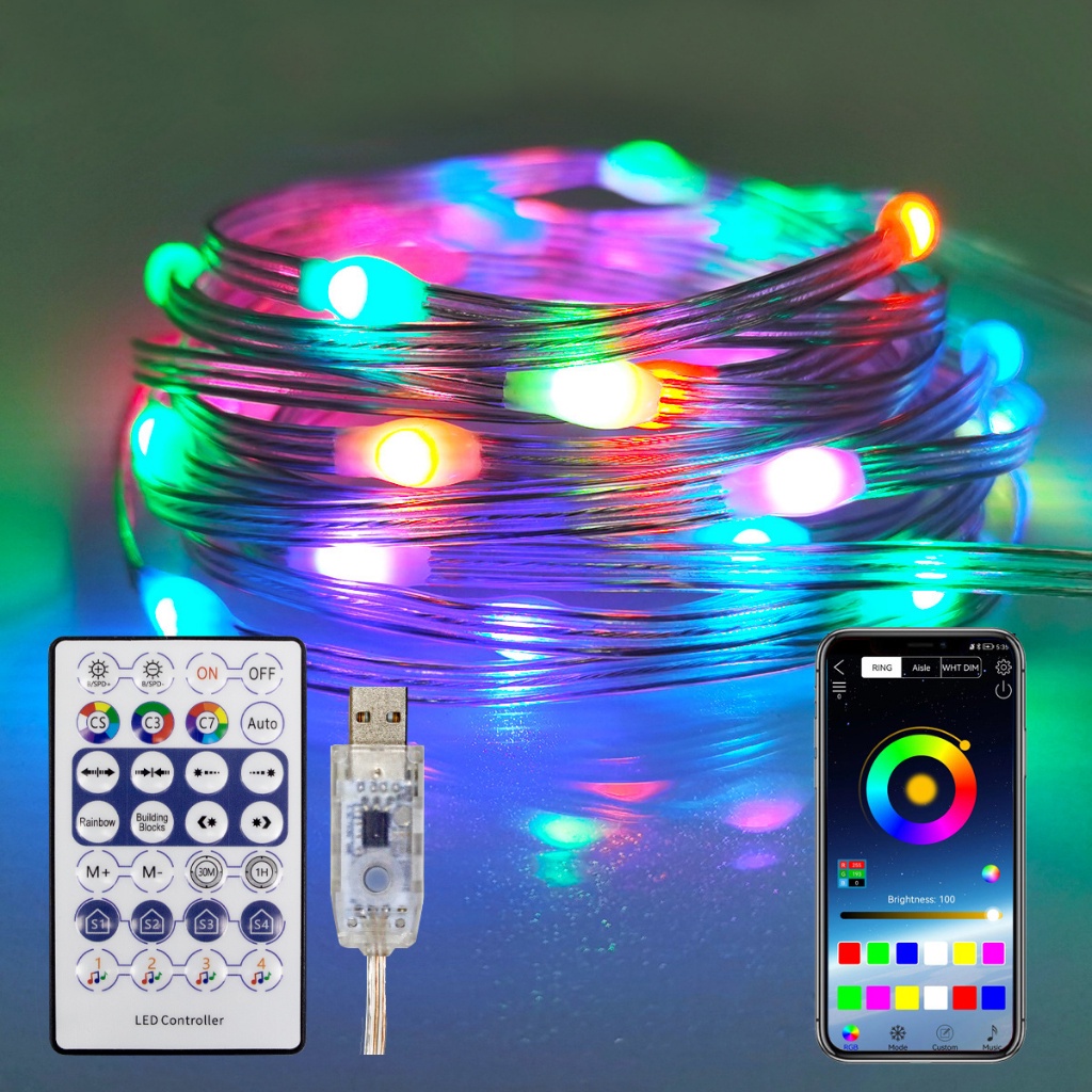 Jual Lampu LED Konek ke HP Symphony RGB Lampu String Smart 28Tombol