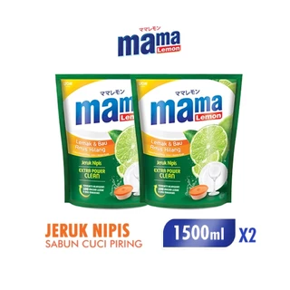 Mama Lemon Sabun Cuci Piring Jeruk Nipis Pouch 1500 ml x2