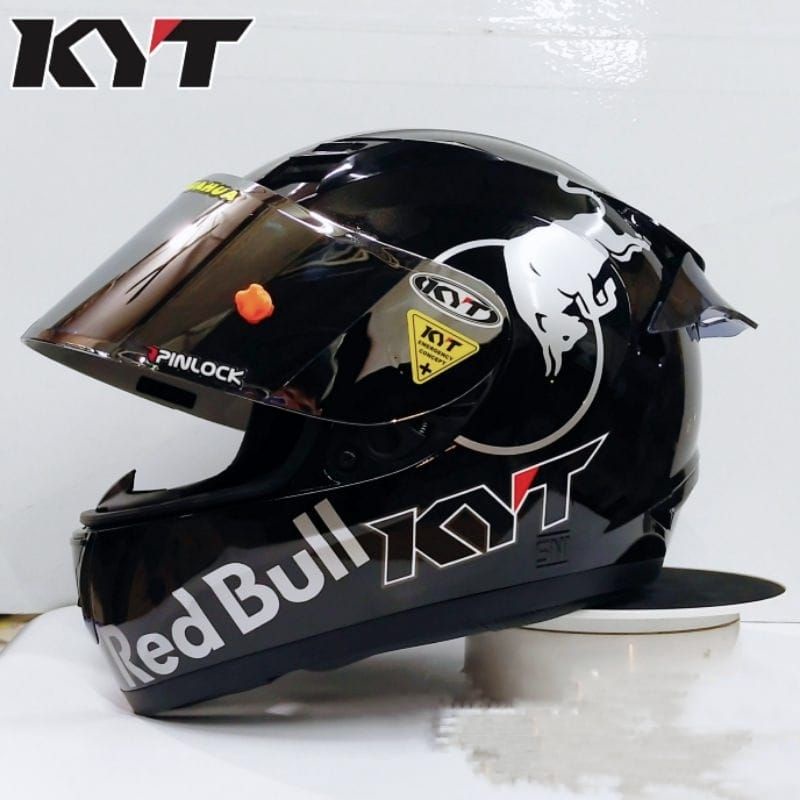 Jual Helm Full face Kyt R10 Black Doff Paket Ganteng Redbull dan Leopard Shopee Indonesia