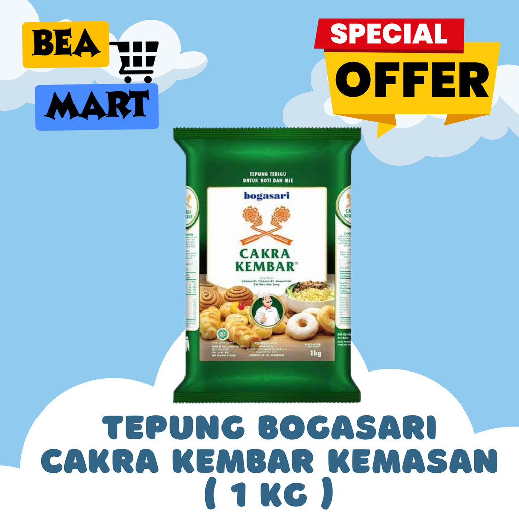 Jual Tepung Cakra Kembar Premium 1 kg | Tepung Terigu Roti Kue Bogasari ...
