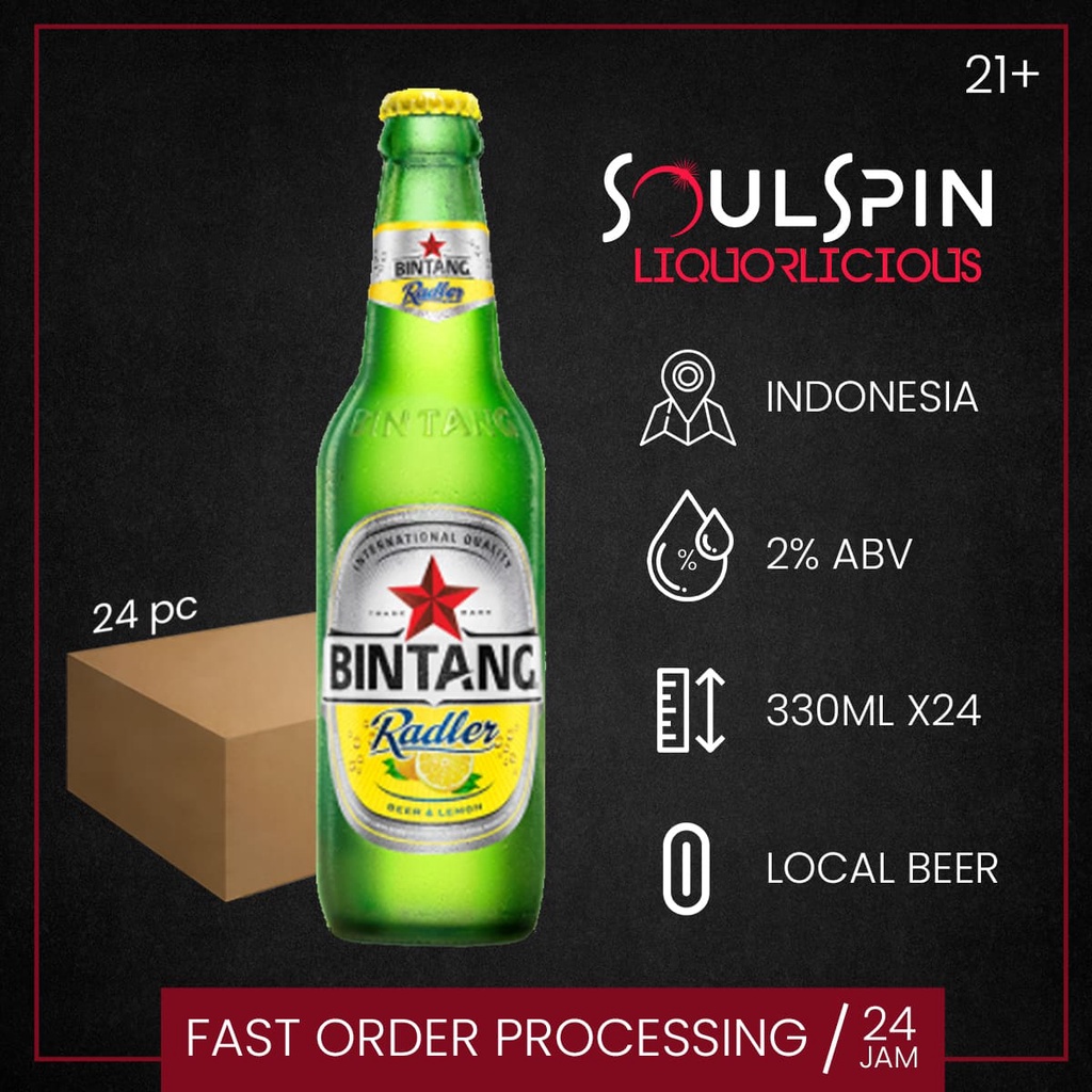 Jual Bintang Radler Lemon 330ml [ dus isi 24 botol ] Shopee Indonesia
