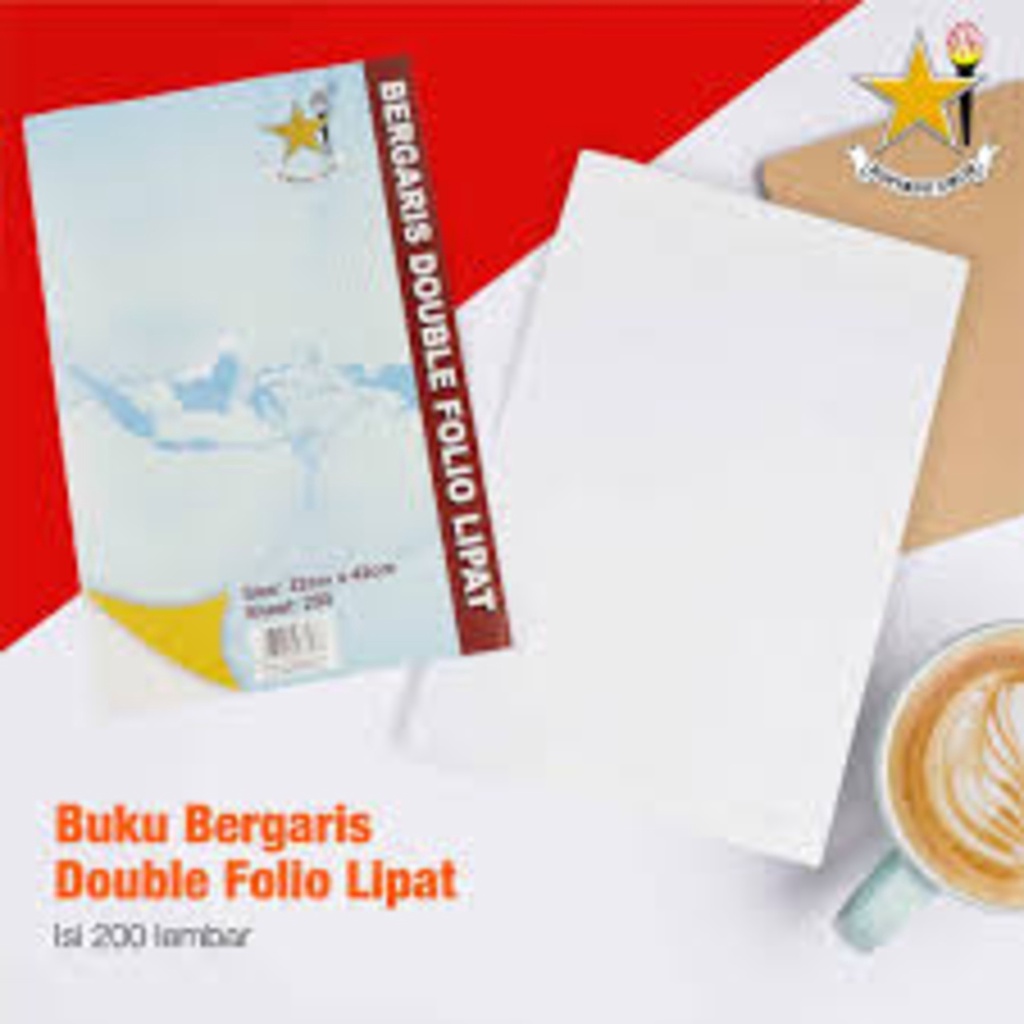 Jual Kertas Double Folio Lipat Bergaris 200 Lembar Bintang Obor ...