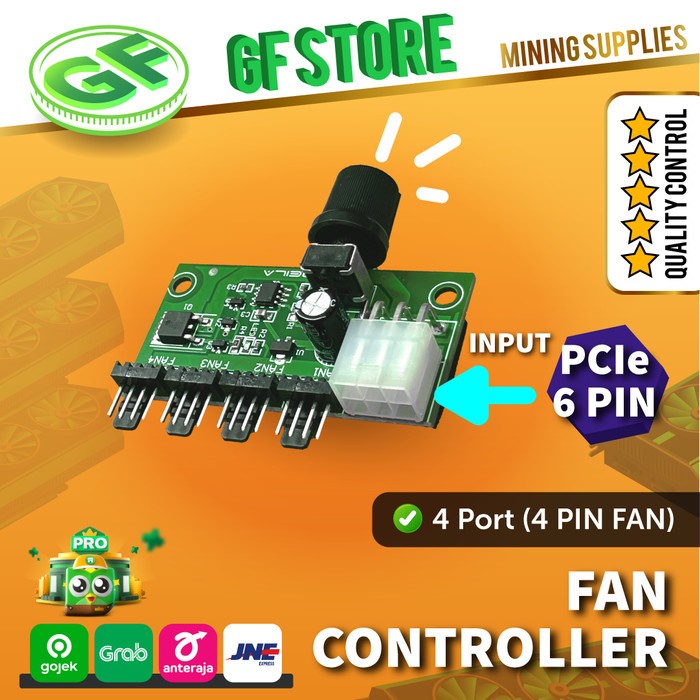 Jual Fan Hub Speed Controller 4 Port 4PIN PWM - PCIe 6 PIN Input ...