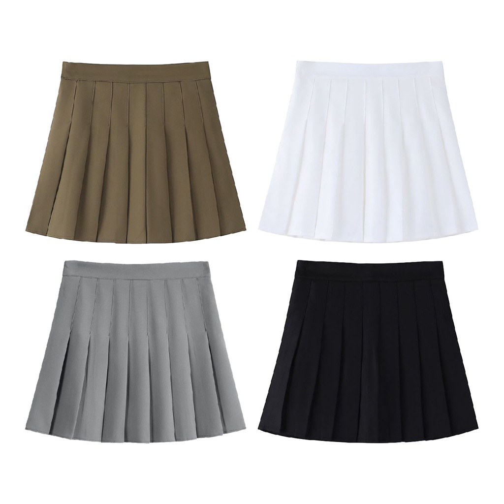 Jual BUTIK MEMIKAT Rok Nagita Korean Style Basic Mini Pleated Uniform ...